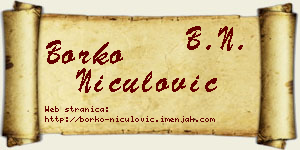Borko Niculović vizit kartica